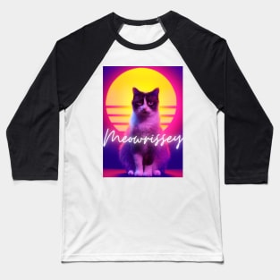 Meowrissey Retrowave Sun Cat Baseball T-Shirt